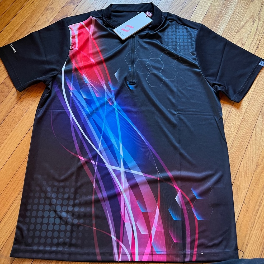 Mens dry fit bowling shirt new with tags red, blue and purple size 2XL